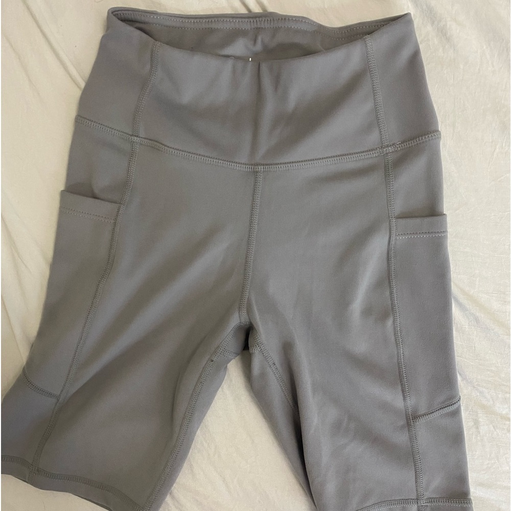 Grey gym shorts.